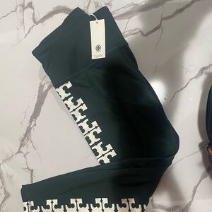 Tory Burch Green and White Leggings